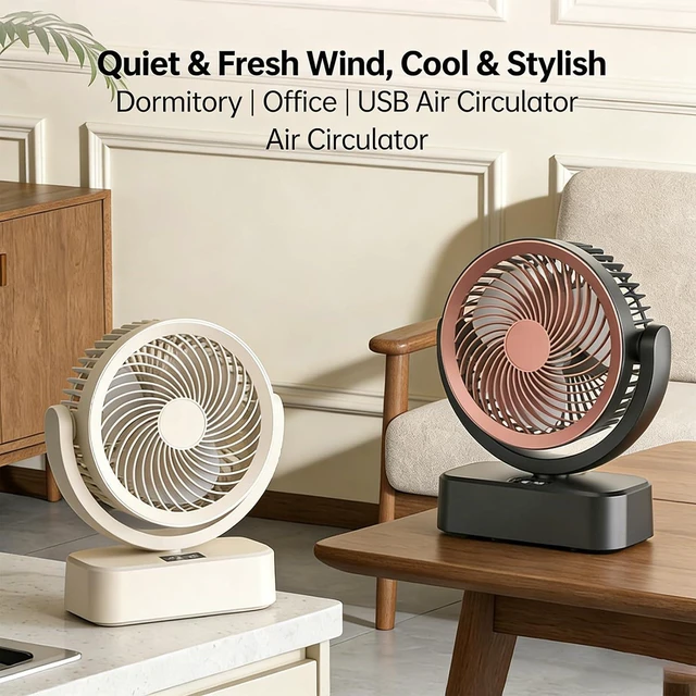 Alt view image 2 of 7 - Powerful USB Rechargeable Portable Air Cooling Portable Desktop Fan Low Noise for Bedroom Dorm Camping Kitchen USB Desk Fan