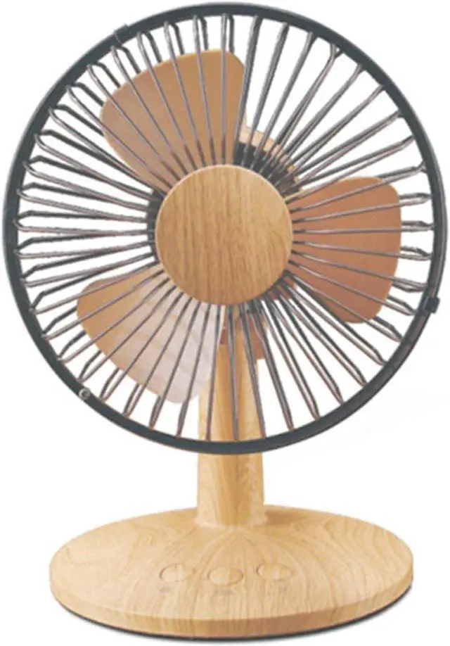 Main image of Portable Wood Retro Table Fan, 2 Speeds, USB or Battery Powered, Small Desk Fan for Home Office Bedroom