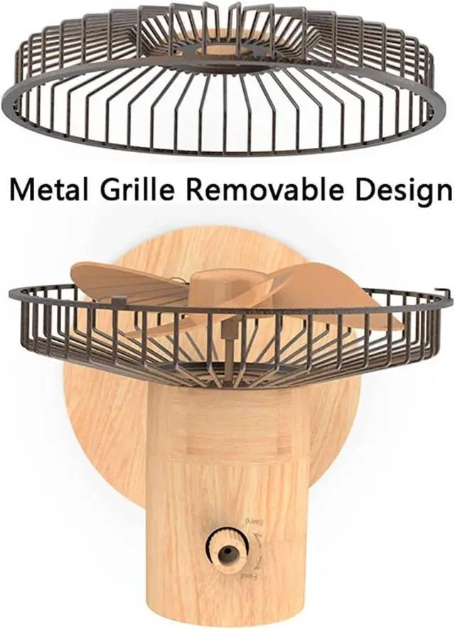 Alt view image 6 of 7 - Portable Wood Retro Table Fan, 2 Speeds, USB or Battery Powered, Small Desk Fan for Home Office Bedroom