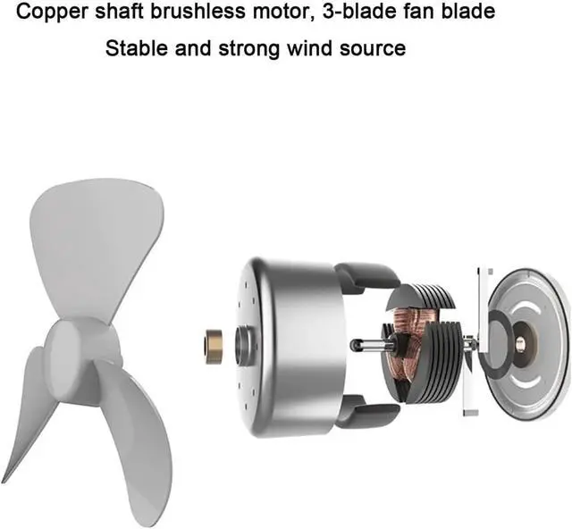 Alt view image 7 of 7 - Portable Wood Retro Table Fan, 2 Speeds, USB or Battery Powered, Small Desk Fan for Home Office Bedroom