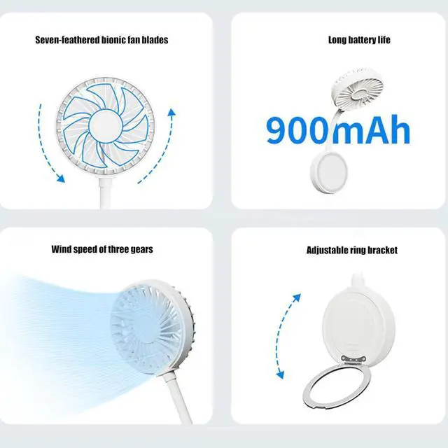 Alt view image 7 of 7 - Handheld Fan, Attraction Small Fan USB C Foldable Portable Rechargeable Handheld Fan For Desktop Classroom Bedroom