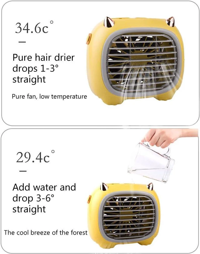 Alt view image 5 of 7 - Atomizing Humidifier USB Fan, USB Powered Desk (Rechargeable Battery), Enhanced, Lower Noise, 3 Speeds Portable