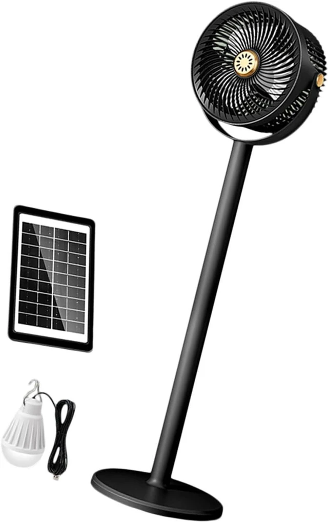 Main image of Portable Standing Fan with Solar Panel Rechargeable USB Foldable Compact Pedestals for Indoor and Outdoor Use Air Cooling Floor