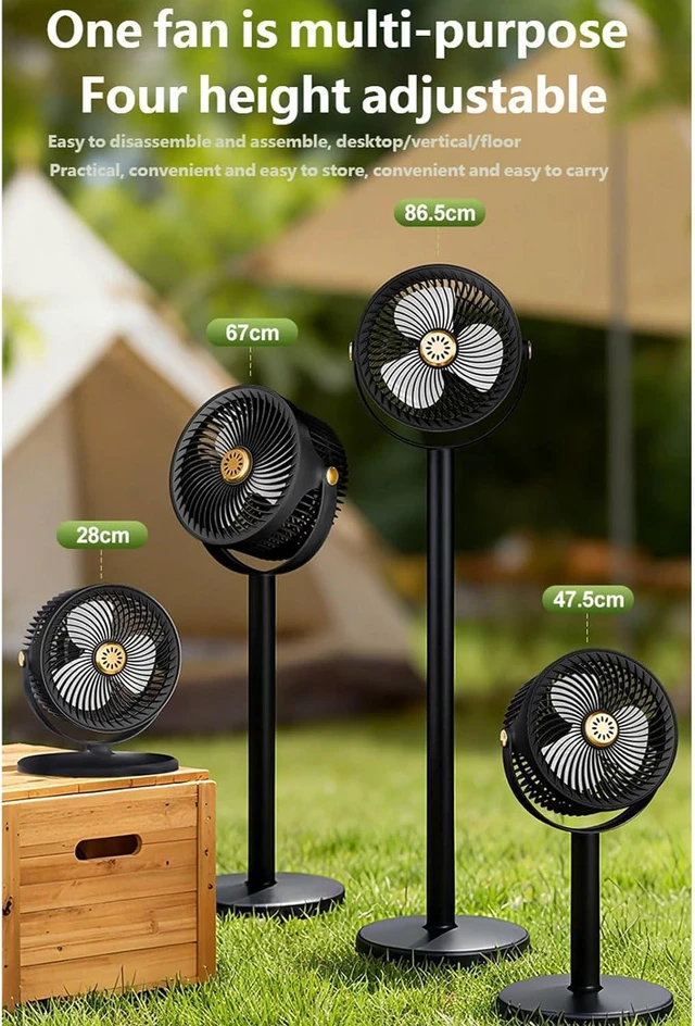 Alt view image 3 of 7 - Portable Standing Fan with Solar Panel Rechargeable USB Foldable Compact Pedestals for Indoor and Outdoor Use Air Cooling Floor