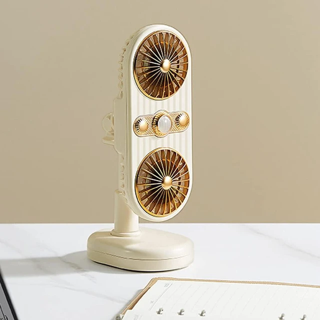 Alt view image 6 of 7 - Mini Desk Fan Clip Fan Double-head Fan, 3 Modes 360° Rotation Personal USB Fan