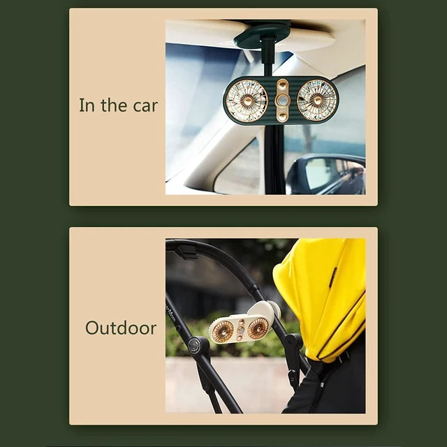 Alt view image 4 of 7 - Mini Desk Fan Clip Fan Double-head Fan, 3 Modes 360° Rotation Personal USB Fan