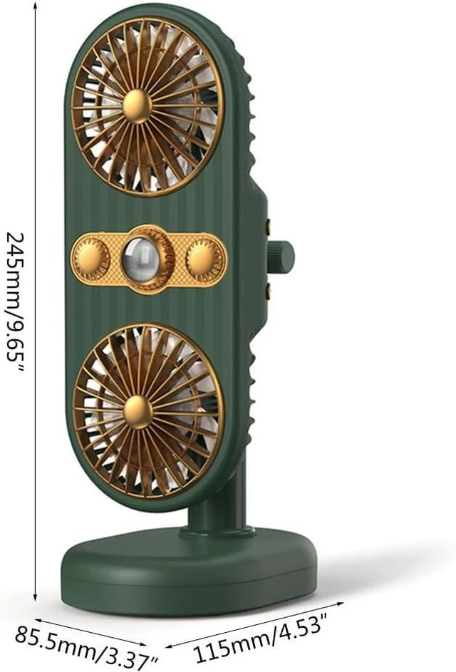 Alt view image 5 of 7 - Mini Desk Fan Clip Fan Double-head Fan, 3 Modes 360° Rotation Personal USB Fan