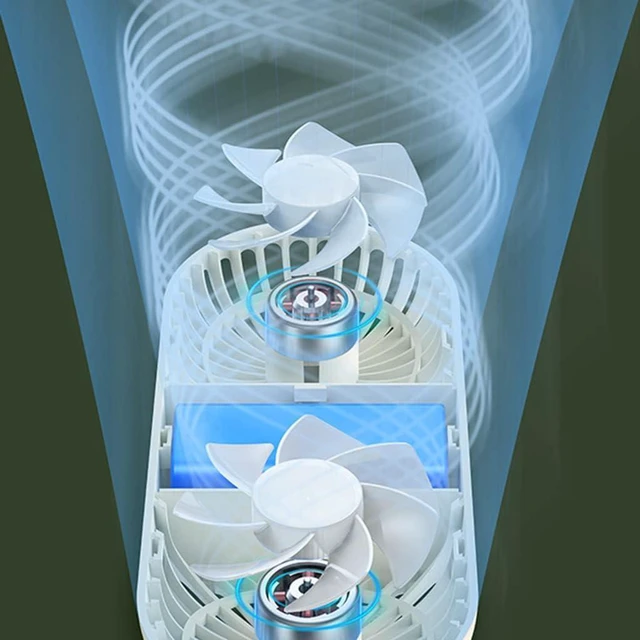 Alt view image 7 of 7 - Mini Desk Fan Clip Fan Double-head Fan, 3 Modes 360° Rotation Personal USB Fan