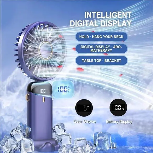 Alt view image 4 of 4 - Handheld Fan, Mini Fan Portable Handheld Fan Suitable for Office Outdoor,for Travel, Office(Purple)