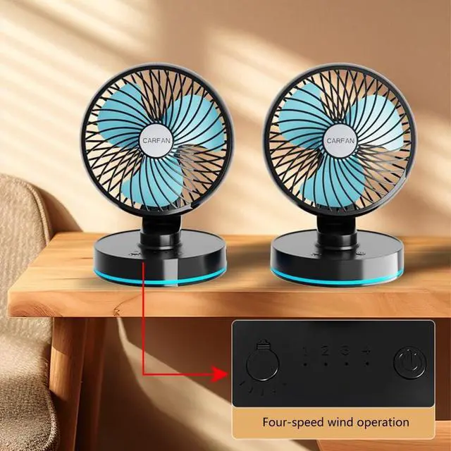 Alt view image 3 of 7 - Car Fan USB/Plug Cooling Fan for Car SUV Home Foldable 360° Rotatable Car with LED