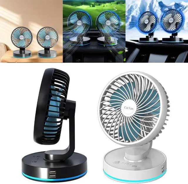 Alt view image 2 of 7 - Car Fan USB/Plug Cooling Fan for Car SUV Home Foldable 360° Rotatable Car with LED