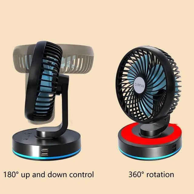 Alt view image 5 of 7 - Car Fan USB/Plug Cooling Fan for Car SUV Home Foldable 360° Rotatable Car with LED