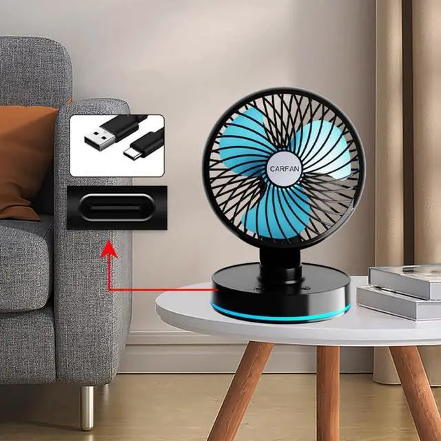 Alt view image 7 of 7 - Car Fan USB/Plug Cooling Fan for Car SUV Home Foldable 360° Rotatable Car with LED