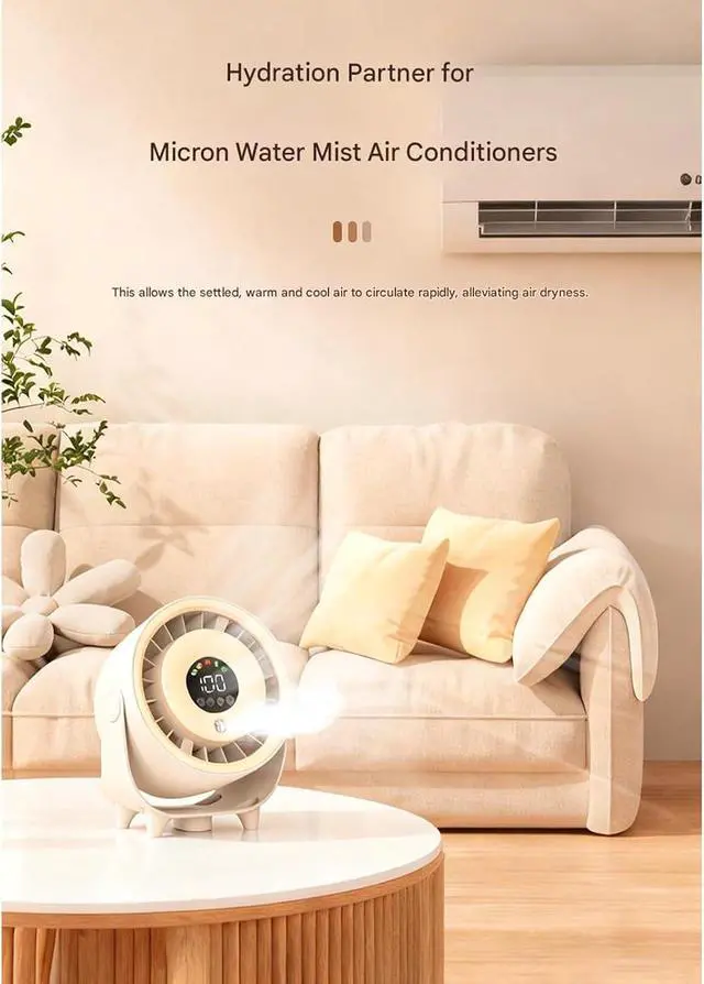 Alt view image 6 of 7 - Rechargeable Handheld Cooling Fan 50ml Water Container Adjustable and Wind Home Travel Fan