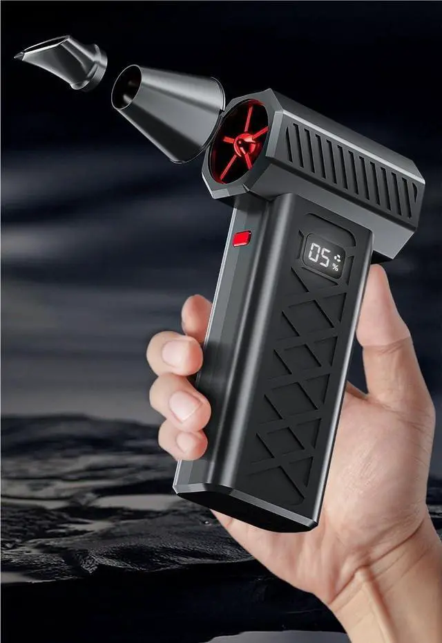 Alt view image 2 of 6 - Blower fan, USB Rechargeable High Speed Turbo Fan With LED Display Portable Powerful Air Blower For Outdoor And Home Use(Red)