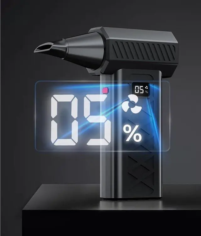 Alt view image 4 of 6 - Blower fan, USB Rechargeable High Speed Turbo Fan With LED Display Portable Powerful Air Blower For Outdoor And Home Use(Red)