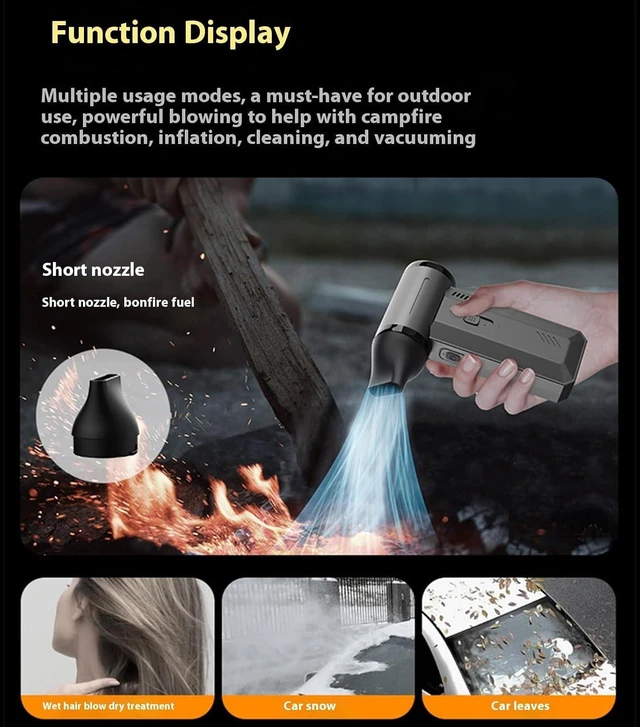 Alt view image 4 of 7 - Handheld Fan Rechargeable Cordless Air Blower Powerful 130000RPM Cleaner Small Fan for Outdoor Electric Air for Cleaning