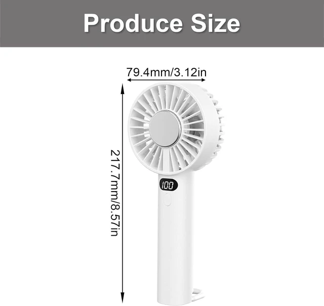 Alt view image 6 of 7 - Handheld Fan, Portable USB Rechargeable Miniature Handheld Fan with Digital Display and Quiet Operations for Or Travel Use
