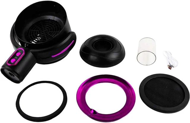 Alt view image 7 of 7 - Portable Adjustable Desktop for exhaust Fan with USB Charging for Efficient Smoke Removal in Household Kitchens (Black purple)