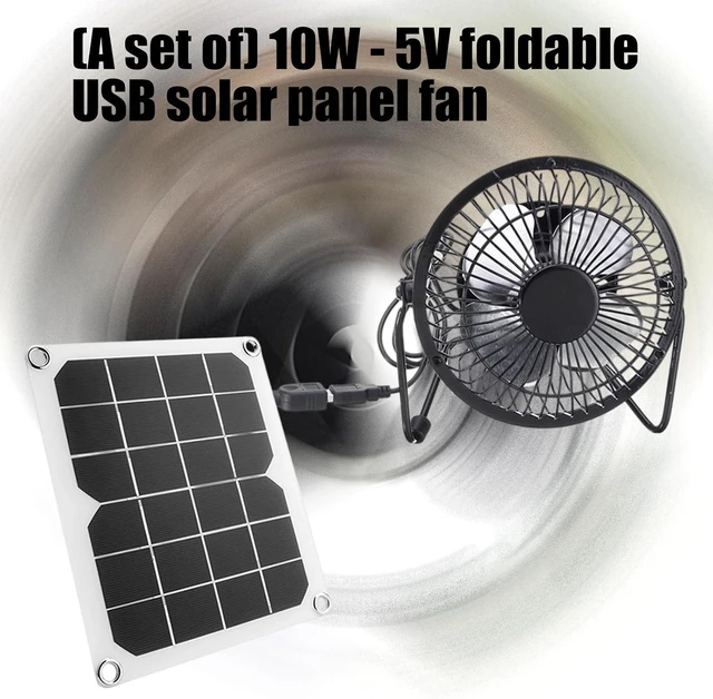 Alt view image 4 of 7 - Solar Panel Exhaust Fan 10W USB for Outdoor Attics Pet Houses Rustproof Outdoor Solars Powered Cooling Pet House Solars Air Circulations