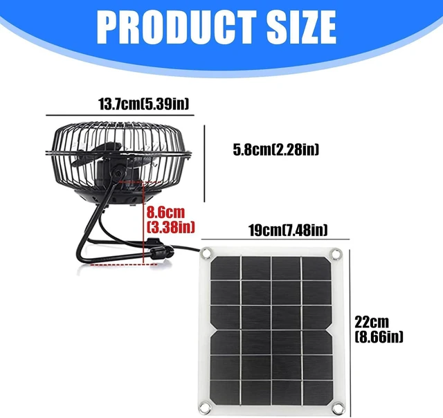 Alt view image 6 of 7 - Solar Panel Exhaust Fan 10W USB for Outdoor Attics Pet Houses Rustproof Outdoor Solars Powered Cooling Pet House Solars Air Circulations