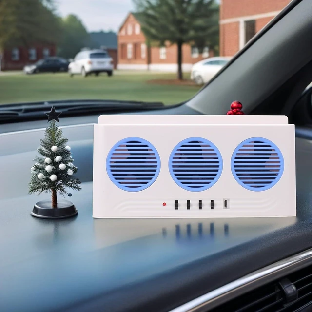 Alt view image 7 of 7 - Happyyami Solar Powered Car Exhaust Fan with USB Rechargeable Low Noise Window Ventilator for Sedans