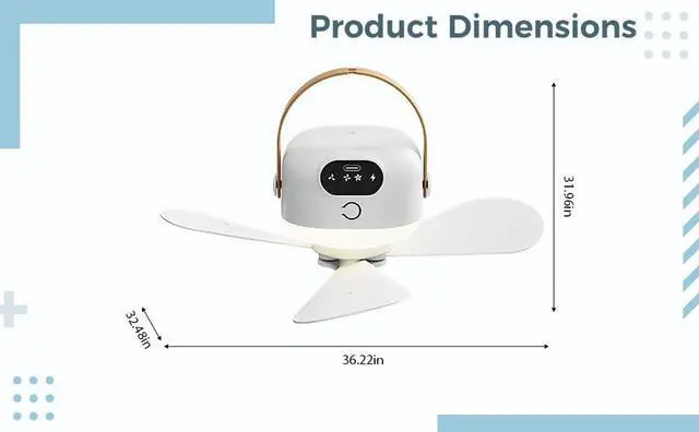 Alt view image 2 of 6 - Portable USB Rechargeable Hanging Fan with Remote Control, 3-Speed LED Light, Quiet Personal Mini Desk Fan with Hook, Type-C Fast Charging for Camping Dorm Home Office