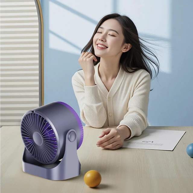Alt view image 4 of 7 - Powerful USB Desk Fan with 6000mAh Battery and Wide Angled Air Circulation for Indoor Outdoor Strong Cooling Fan