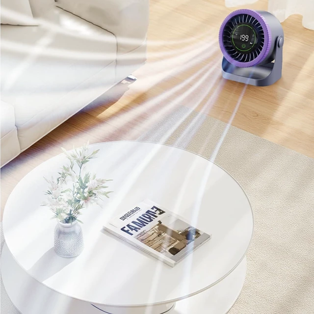 Alt view image 6 of 7 - Powerful USB Desk Fan with 6000mAh Battery and Wide Angled Air Circulation for Indoor Outdoor Strong Cooling Fan