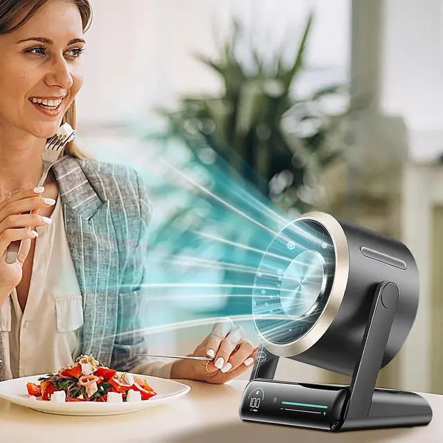 Alt view image 2 of 7 - Desktop Fan - Portable 100-Speed Digital Display | Personal Cooling Portable Fan - for Home Kitchen School Dorm Camping Travel Outdoor Summer Beach Picnic Road Trip