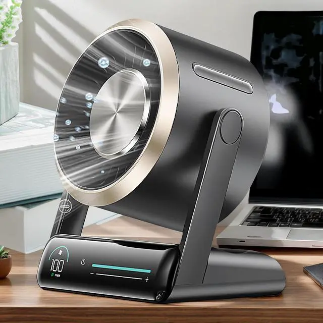 Alt view image 3 of 7 - Desktop Fan - Portable 100-Speed Digital Display | Personal Cooling Portable Fan - for Home Kitchen School Dorm Camping Travel Outdoor Summer Beach Picnic Road Trip