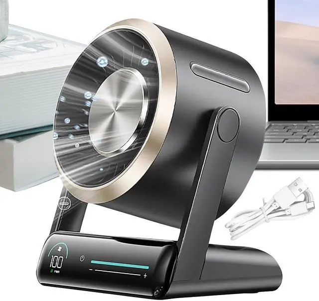 Alt view image 6 of 7 - Desktop Fan - Portable 100-Speed Digital Display | Personal Cooling Portable Fan - for Home Kitchen School Dorm Camping Travel Outdoor Summer Beach Picnic Road Trip