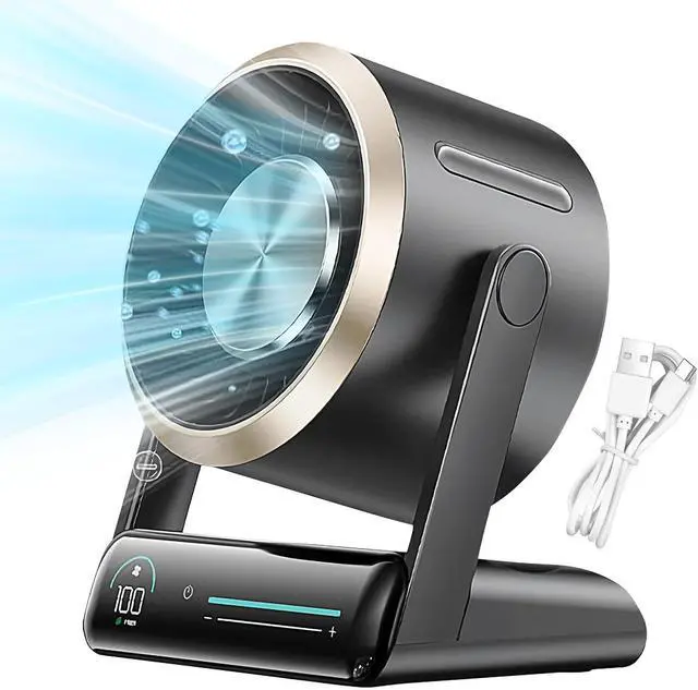 Alt view image 7 of 7 - Desktop Fan - Portable 100-Speed Digital Display | Personal Cooling Portable Fan - for Home Kitchen School Dorm Camping Travel Outdoor Summer Beach Picnic Road Trip