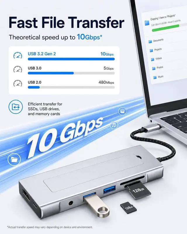 Alt view image 4 of 7 - USB C HUB for Mac mini M4 Pro Adapter M.2 NVMe SSD Enclosure Multiport Docking Station 4K 60Hz HDMI, 100W PD, SD/TF Card Reader, USB A, 3.5mm Audio Jack, for iPad Pro/MacBook Air M5/iPhone/HP/Dell