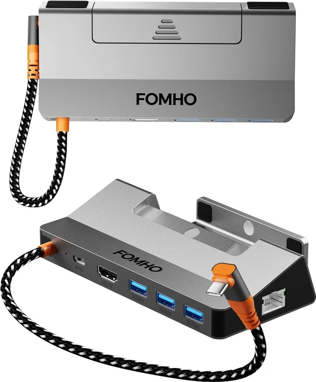 Main image of Aluminum Alloy Steam Deck Dock Station for Steam Deck (OLED)/ROG Ally/Legion Go/Switch Magnetic Foldable Base, 4K@60Hz HDMI 2.0, 100W PD, USB 3.0, (Attached USB4 Extension Cable)