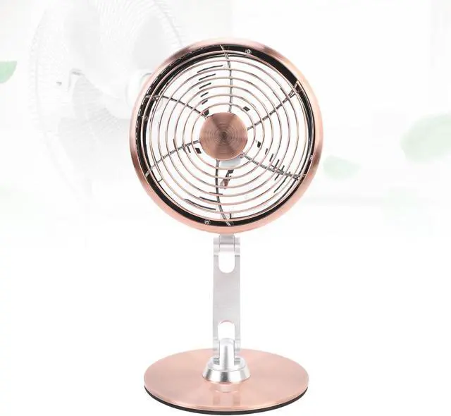 Alt view image 4 of 7 - Retro Metal Desktop Fan, 3 Speed Adjustable Quiet USB Desk Fan, 360 Rotatable Three Axis Folding Design, Rechargeable Small Cooling for Daily Use (Bronze)