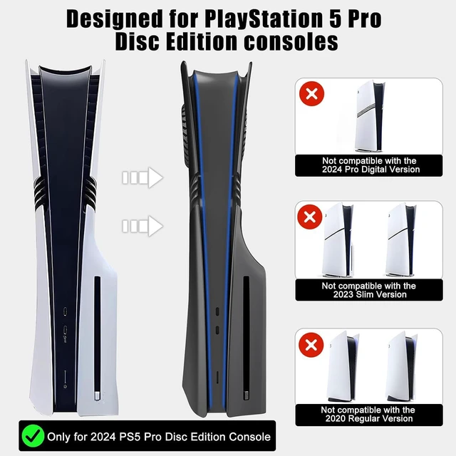Alt view image 2 of 7 - Cover Plates for PS5 Pro Disc Edition with Cooling Vent, PS5 Pro Faceplate ABS Hard Shockproof Anti-Scratch Dustproof Protective Plates, Replacement Side Shell Skin Case for PlayStation 5 Pro -Black