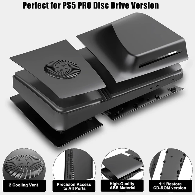 Alt view image 3 of 7 - Cover Plates for PS5 Pro Disc Edition with Cooling Vent, PS5 Pro Faceplate ABS Hard Shockproof Anti-Scratch Dustproof Protective Plates, Replacement Side Shell Skin Case for PlayStation 5 Pro -Black
