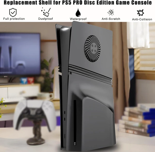 Alt view image 4 of 7 - Cover Plates for PS5 Pro Disc Edition with Cooling Vent, PS5 Pro Faceplate ABS Hard Shockproof Anti-Scratch Dustproof Protective Plates, Replacement Side Shell Skin Case for PlayStation 5 Pro -Black
