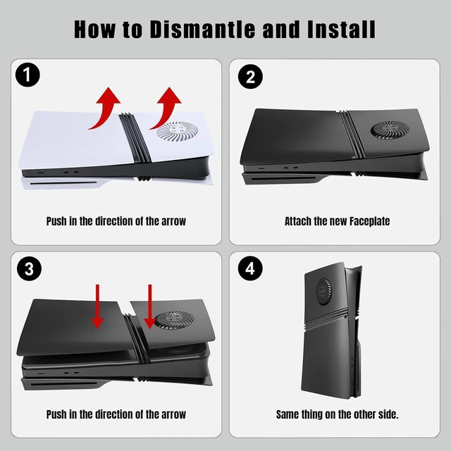 Alt view image 7 of 7 - Cover Plates for PS5 Pro Disc Edition with Cooling Vent, PS5 Pro Faceplate ABS Hard Shockproof Anti-Scratch Dustproof Protective Plates, Replacement Side Shell Skin Case for PlayStation 5 Pro -Black