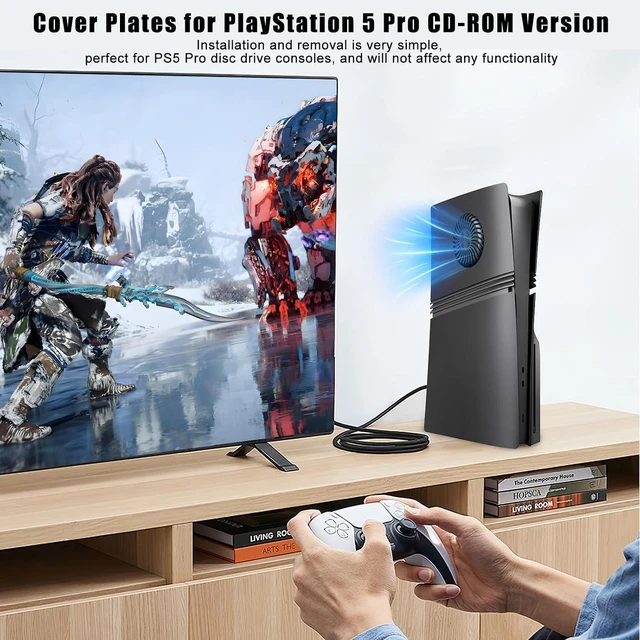 Alt view image 6 of 7 - Cover Plates for PS5 Pro Disc Edition with Cooling Vent, PS5 Pro Faceplate ABS Hard Shockproof Anti-Scratch Dustproof Protective Plates, Replacement Side Shell Skin Case for PlayStation 5 Pro -Black
