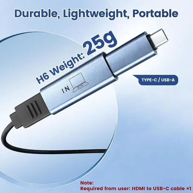 Alt view image 2 of 7 - domyfan 2-in-1 Hub Video Transmission Adapter Suitable for Laptops Without Full-Featured Type-C Ports, Monitor Adapter Work for Windows, MacOS M1 M2 M3 M4
