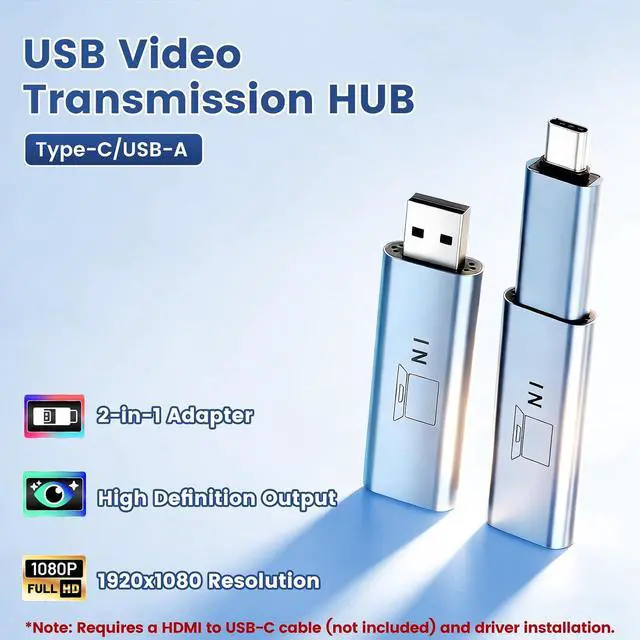 Alt view image 7 of 7 - domyfan 2-in-1 Hub Video Transmission Adapter Suitable for Laptops Without Full-Featured Type-C Ports, Monitor Adapter Work for Windows, MacOS M1 M2 M3 M4