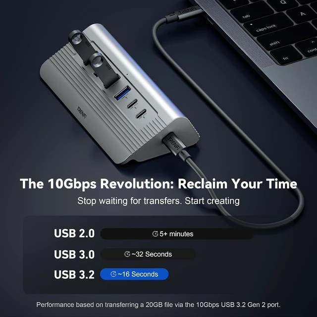 Alt view image 3 of 7 - TRENFI 10-in-1 USB-C Hub with HDMI and Dual Card Readers (Silver)