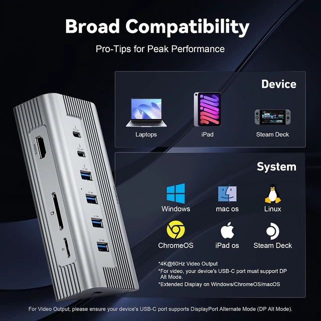 Alt view image 7 of 7 - TRENFI 10-in-1 USB-C Hub with HDMI and Dual Card Readers (Silver)