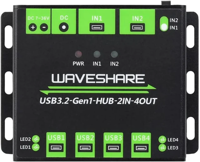 Main image of Industrial Grade USB 3.2 HUB, Switchable Dual Hosts, Multi Protections, Extending 4X USB Ports, 2 in 4 Out, Multi OS