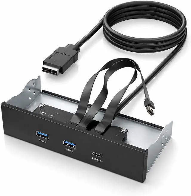 Main image of USB 3.2 Front Panel Hub, 5.25" 19Pin Internal USB Hub, Computer Case Front Bay with Gen2x2 20Gbps USB-C + 2X USB-A 5Gbps Port for Computer PC