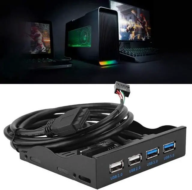 Alt view image 2 of 7 - 3.5in USB Front Panel, High Speed 4 Ports 2 USB 3.0+2 USB 2.0 Hub, 19PIN/9 Pin 3.5 inch Metal Front Panel Connector, for PC Computer Motherboard