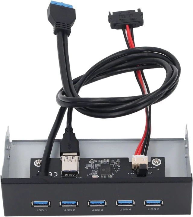 Main image of 5.25 Inch Front Panel Hub, 5 Ports USB 3.2 GEN1 Optical Drive Front Panel USB Hub 19PIN, USB3.2 GEN1 X 5 Internal USB Hub for 8, 10, 2003, for OS X, for Linux Systems