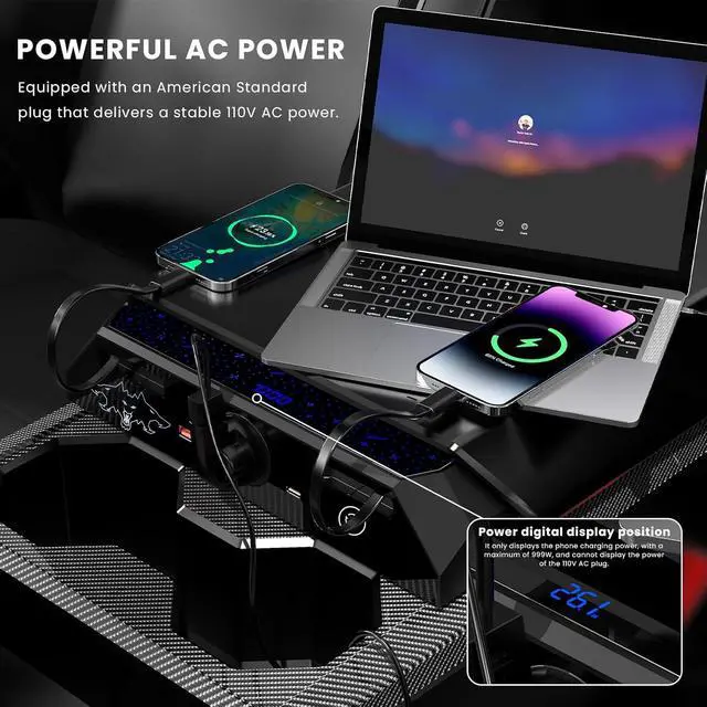 Alt view image 5 of 7 - Cybertruck Multi-Ports USB Hub for Cyber Truck 2023+ Center Console Hidden Fast Charger with Retractable Cable Dual USB-C Ports Docking Station Accessories (for Cybertruck 2.0)